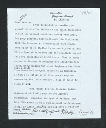 Photocopy of letter from Pádraig Quinn to Maurice Fennell