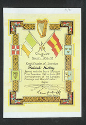 Photocopy of certificate of service for Patrick Hickey