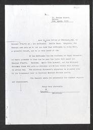 Photocopy of letter from Secretary of General Eoin O’Duffy