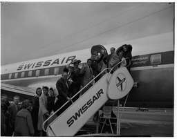 Passengers boarding Swissair flight