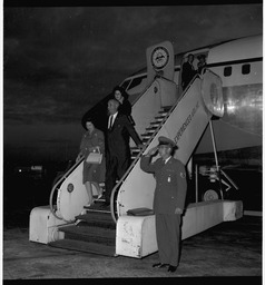 Vice President Lyndon B. Johnson disembarking