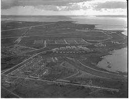 Aerial - Industrial estate and flats