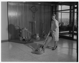 Cleaning airport concourse