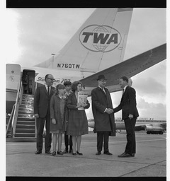 Mayor of Kanson at Trans World Airlines (TWA) plane