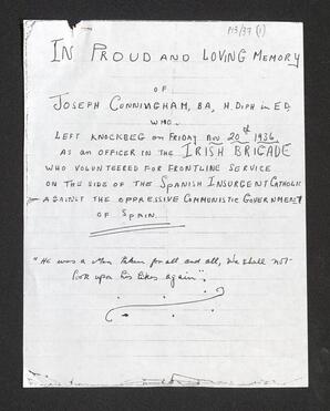 Photocopy of handwritten poem in memory of Cunningham