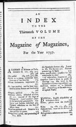 The Magazine of Magazines, Index 1, 1757