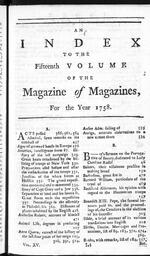 The Magazine of Magazines, Index 1, 1758