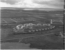 Aerial - Industrial estate and flats (1)