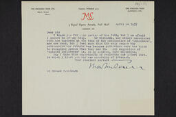 Letter with enclosures from Martin Secker to Edward P. McGrath