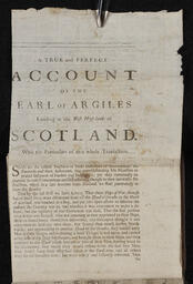 True and perfect account of the Earl of Argiles landing in the west high-lands of Scotland