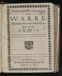 Laws and ordinances of vvarre, established for the better conduct of the armie