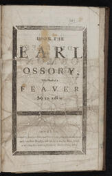 Upon the Earl of Ossory, who dyed of a feaver July 30. 1680