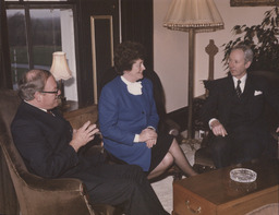 John Daly, Mary O'Rourke and Dr Edward Walsh talking at the announcement of the University initiative for Limerick.