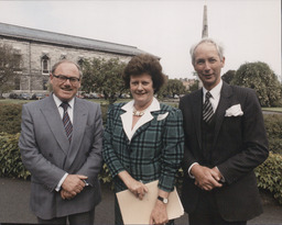 John Daly, Mary O'Rourke and Dr Edward Walsh at Leinster House to mark the historic occasion of the passing of the University Bill.