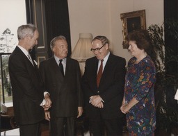 An Taoiseach in Plassey House with Dr Edward Walsh, John Daly and Mary O'Rourke T.D.