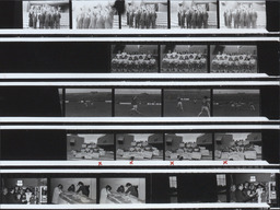 [Print of various negatives depicting NCPE prize-winners with Tom O’Donnell TD, NCPE Camogie team (June 1975), hurling match between NCPE and St Patrick’s at the Gaelic Grounds, Limerick (May 1975), demonstration by students over conditions at the Campus 