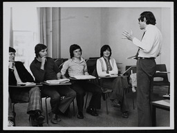 Photograph of students at lectures in the early days at NIHE Limerick