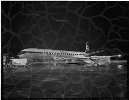 British Overseas Airway Corportation (BOAC) Comet 4 Jet Refueling on Ramp at Night