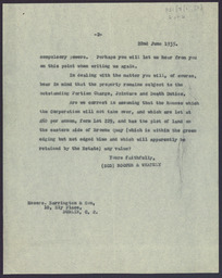 Copy correspondence between Rooper & Whately and Barrington & Son concerning the proposed sale of Limerick City Distillery to the Limerick Corporation