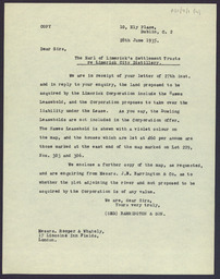 Copy correspondence between Rooper & Whately and Barrington & Son concerning the proposed sale of Limerick City Distillery to the Limerick Corporation