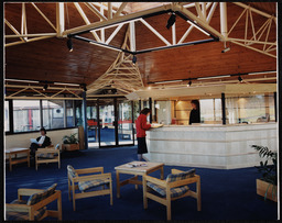 Groups of unidentified students and a reception area