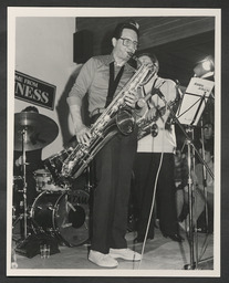 Jazz musicians Ronnie Ross, Louis Stewart, Len McCarthy and Lee Konitz, Plassey Arts Days, 1987