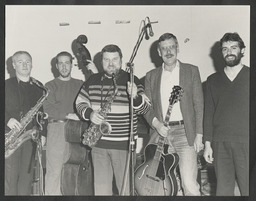 Jazz musicians Stan Robinson, Len McCarthy, and Louis Stewart, Plassey Arts Days 1988