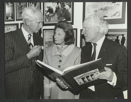 Edward Walsh, Jacqueline O'Brien and Desmond Guinness at the opening of "Flashback"