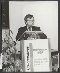 Donal Dineen addressing a Co-Operative Seminar in Carrick on Suir, County Tipperary