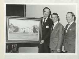 Official opening of University Club, featuring artist Tom Greaney and his painting of Plassey House