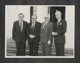 Visit by EC Commissioner Bruce Millan to NIHE Limerick, with Albert Reynolds, Mike Pomeroy, Phil Samways and Edward Walsh