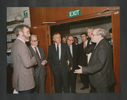 Visit by EC Commissioner Bruce Millan to NIHE Limerick, with Albert Reynolds, Mike Pomeroy, Phil Samways and Edward Walsh