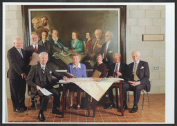 Portrait of the Limerick University Planning Board, and surviving members of the Board posing with the portrait