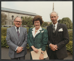 Mary O'Rourke, Dr Ed Walsh and John A. Daly at Leinster House to mark the passing of the University Bill