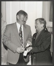 Dr Tony Pembroke and Minister for Education Niamh Breathnach