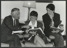 Noel Whelan and Patricia O'Connor viewing a publication