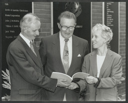 Gerry O'Dwyer, Jack Bourke and Heleen Riper viewing a document