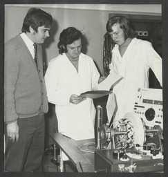 Students and teachers in science labs