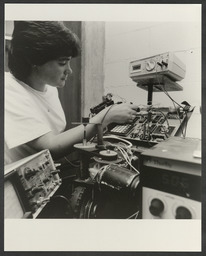 Students and teachers in science labs