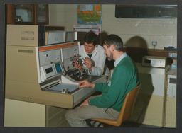 Students and teachers in science labs