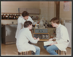 Students and teachers in science labs