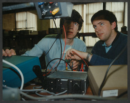 Students and teachers in science labs