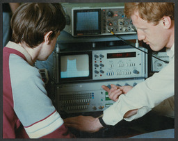 Students and teachers in science labs