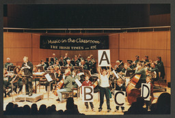 RTE Orchestra on stage in the Concert Hall, school children attending [orchestra event?]