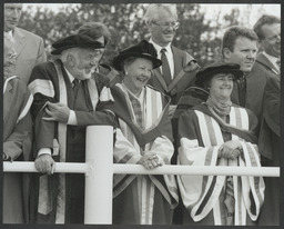 Photos of event featuring Lewis and Loretta Glucksman at the laying of bricks at the construction of monument/plaque to the library