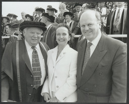 Photos of event featuring Lewis and Loretta Glucksman at the laying of bricks at the construction of monument/plaque to the library