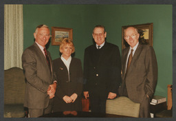 Photos of various dignitaries visiting UL including [Schrodinger's daughter?], Professor Chris Coper of Australia, South African academics