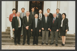 Mary Wallace and students, Noel Mulcahy receiving honorary Doctorate from NCEA, Visiting Professor, EU [Joc?], Australian Senator, Shanghai Municipal Education Commission Delegation