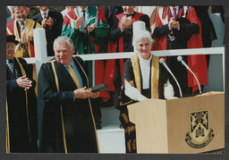 Opening ceremony of Glucksman Library by an Taoiseach Bertie Ahern, Bertie Ahern viewing the Norton Collection, Damaged Library Plaque, Unveiling of Desmond Kinney's mosaic and plaque outside the library Board Room