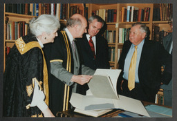 Opening ceremony of Glucksman Library by an Taoiseach Bertie Ahern, Bertie Ahern viewing the Norton Collection, Damaged Library Plaque, Unveiling of Desmond Kinney's mosaic and plaque outside the library Board Room